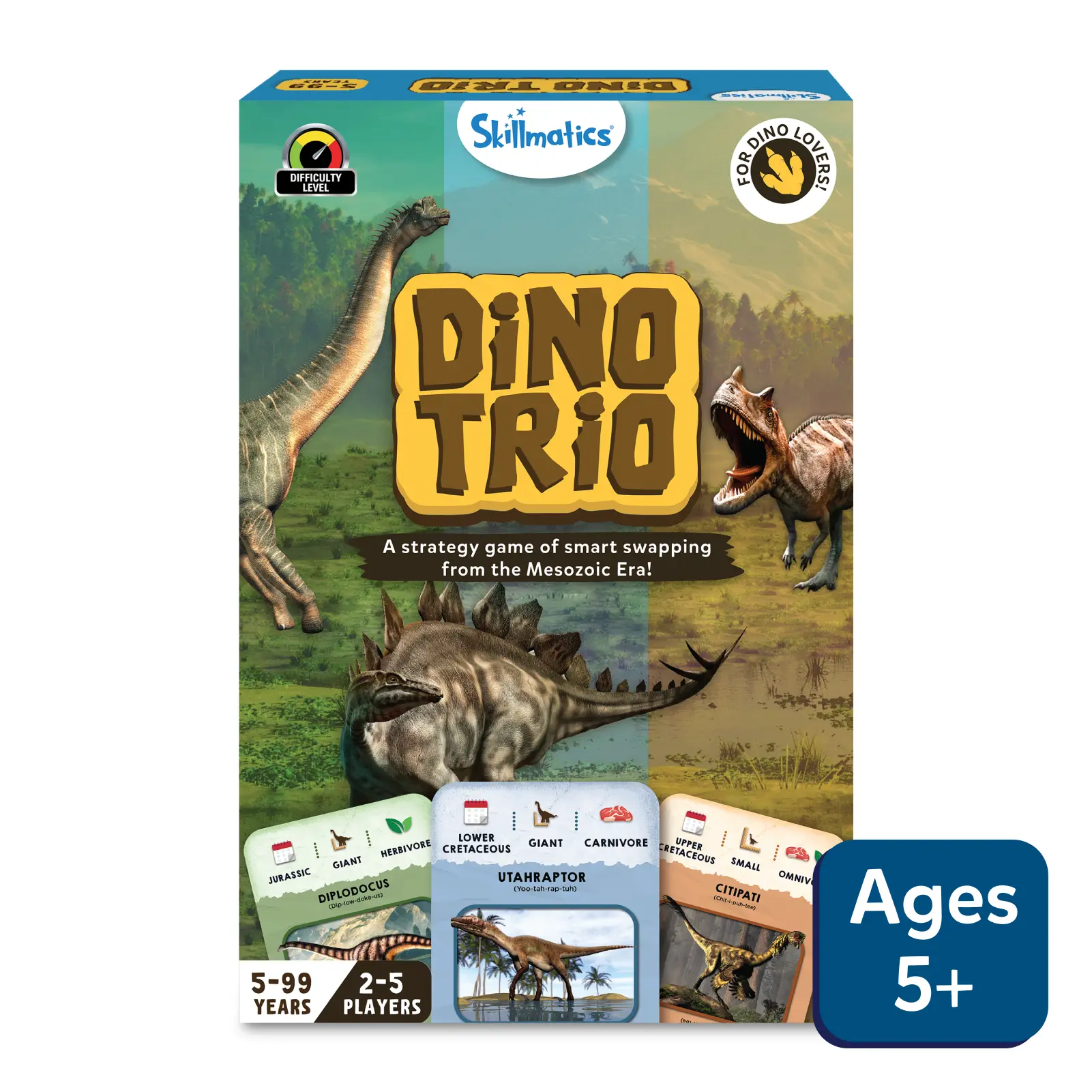 Dino Trio | Dinosaur Themed Strategy Game of Smart Swapping (ages 5+)