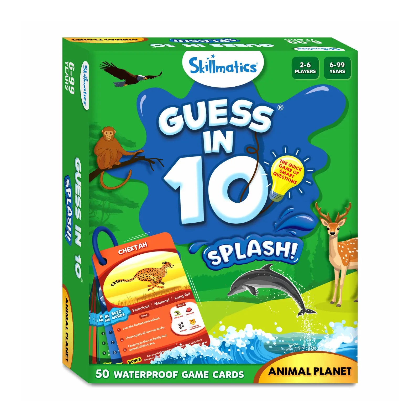 Guess in 10 Splash | Trivia waterproof card game (ages 6+)