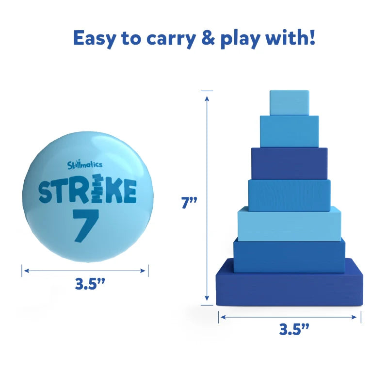 Skillmatics Block Game: Strike 7! | Strategic Game of Knocking Down & Building Up (ages 6+)