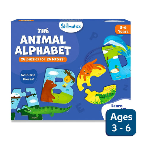 The Animal Alphabet |  Fun & Educational 52 Piece Jigsaw Puzzle (ages 3-6)