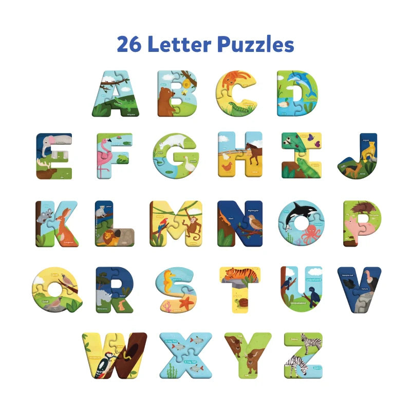 The Animal Alphabet |  Fun & Educational 52 Piece Jigsaw Puzzle (ages 3-6)