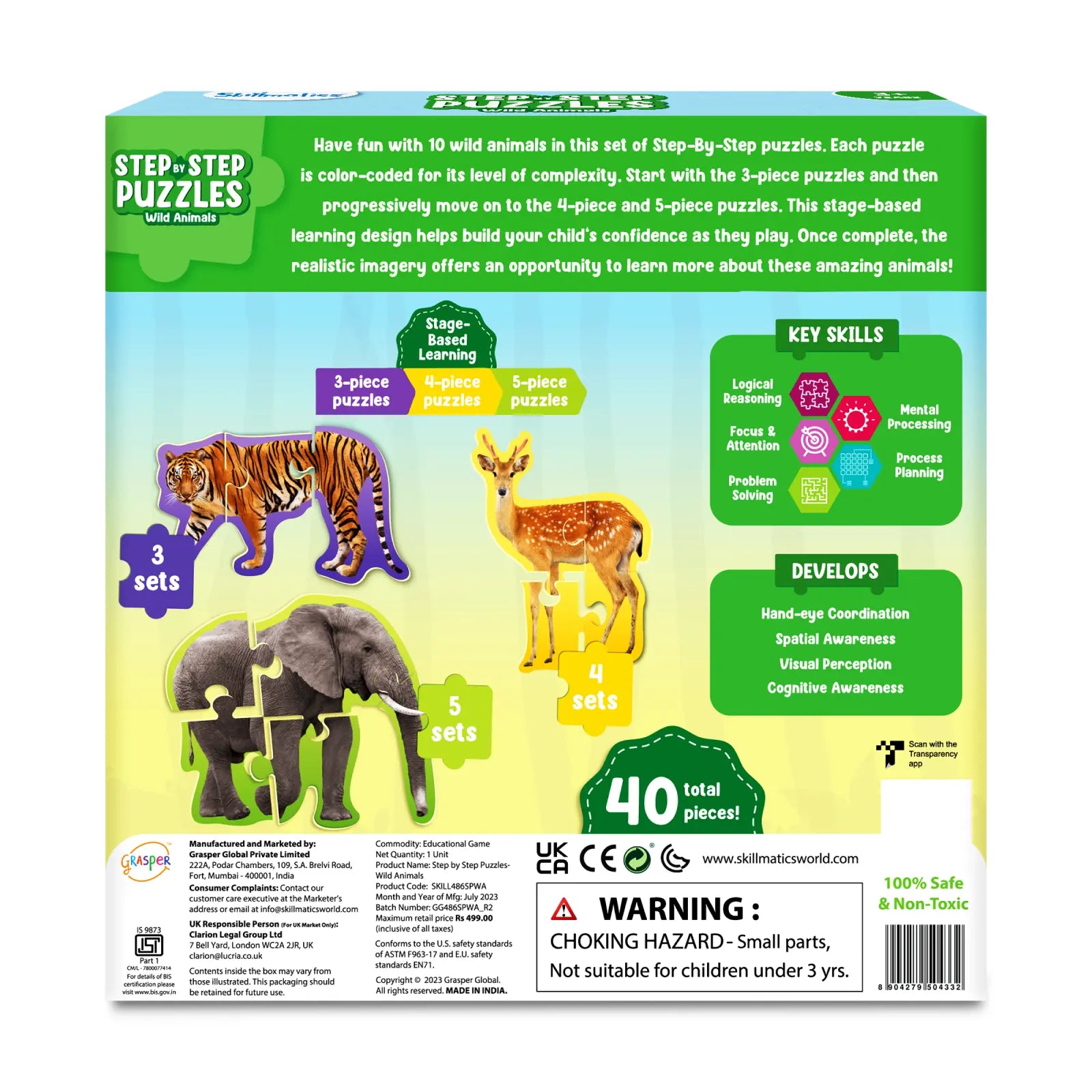 Step By Step Puzzle: Wild Animals (ages 3+)